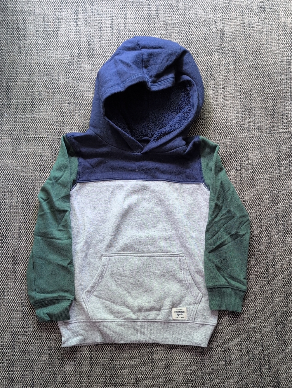 OshKosh B'gosh Navy, Gray & Green Colorblock Hooded Sweatshirt